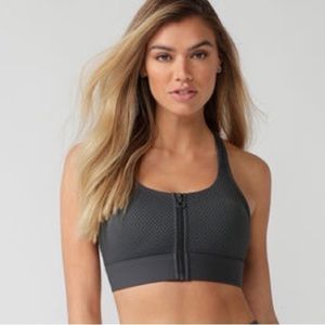 Lorna Jane Grey Front Zip Sports Bra